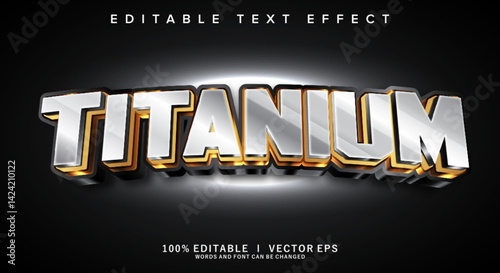 titanium 3d vector text effect with modern style design