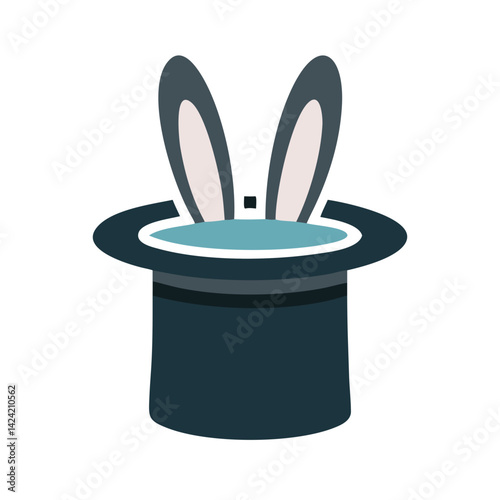 Magician Hat with Rabbit Ears Icon Representing Magic Tricks and Illusion Performance