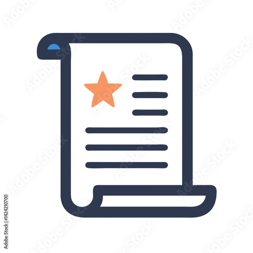Magic Scroll Document Icon Representing Enchanted Knowledge and Spell Casting