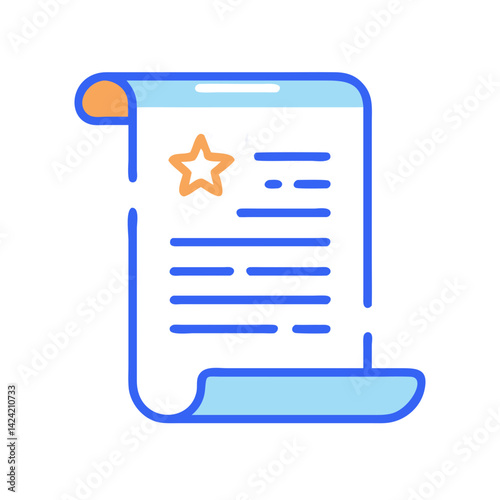 Magic Scroll Document Icon Representing Enchanted Knowledge and Spell Casting