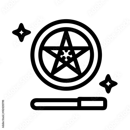 Magic Seal with Star Symbol Icon Representing Mystical Power and Enchanted Protection