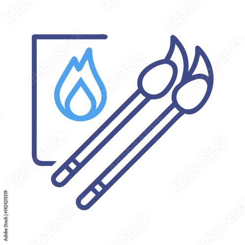 Matchstick Icon Representing Fire Starting Tool and Ignition Source