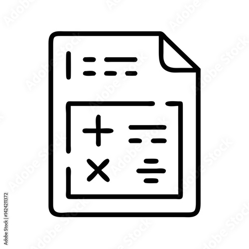 Mathematical Equation Sheet Icon Representing Math Formulas and Educational Reference