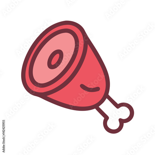 Meat Leg Icon Representing Processed Ham Product and Cured Meat
