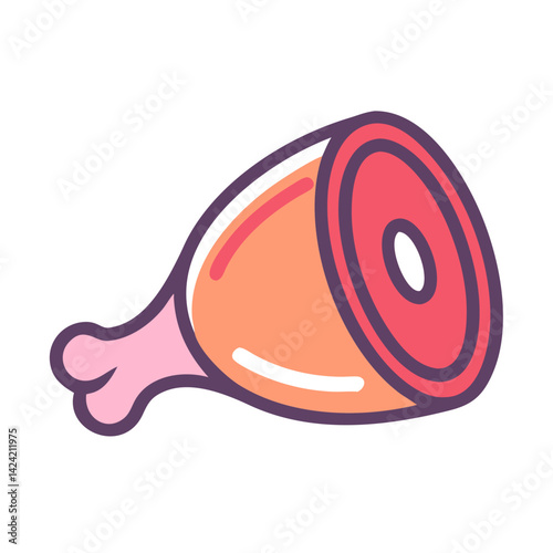 Meat Leg Icon Representing Processed Ham Product and Cured Meat