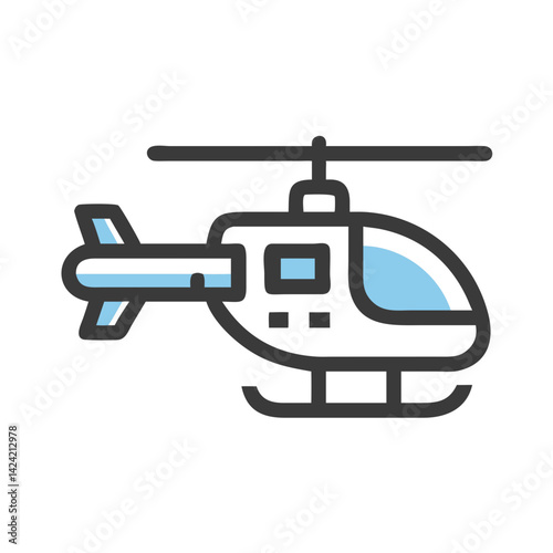 Model Helicopter with Rotors Icon Representing Aviation Toy and Flight Simulation