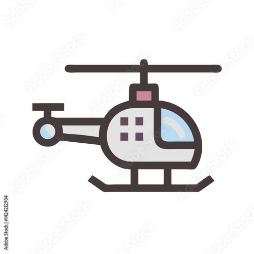 Model Helicopter with Rotors Icon Representing Aviation Toy and Flight Simulation