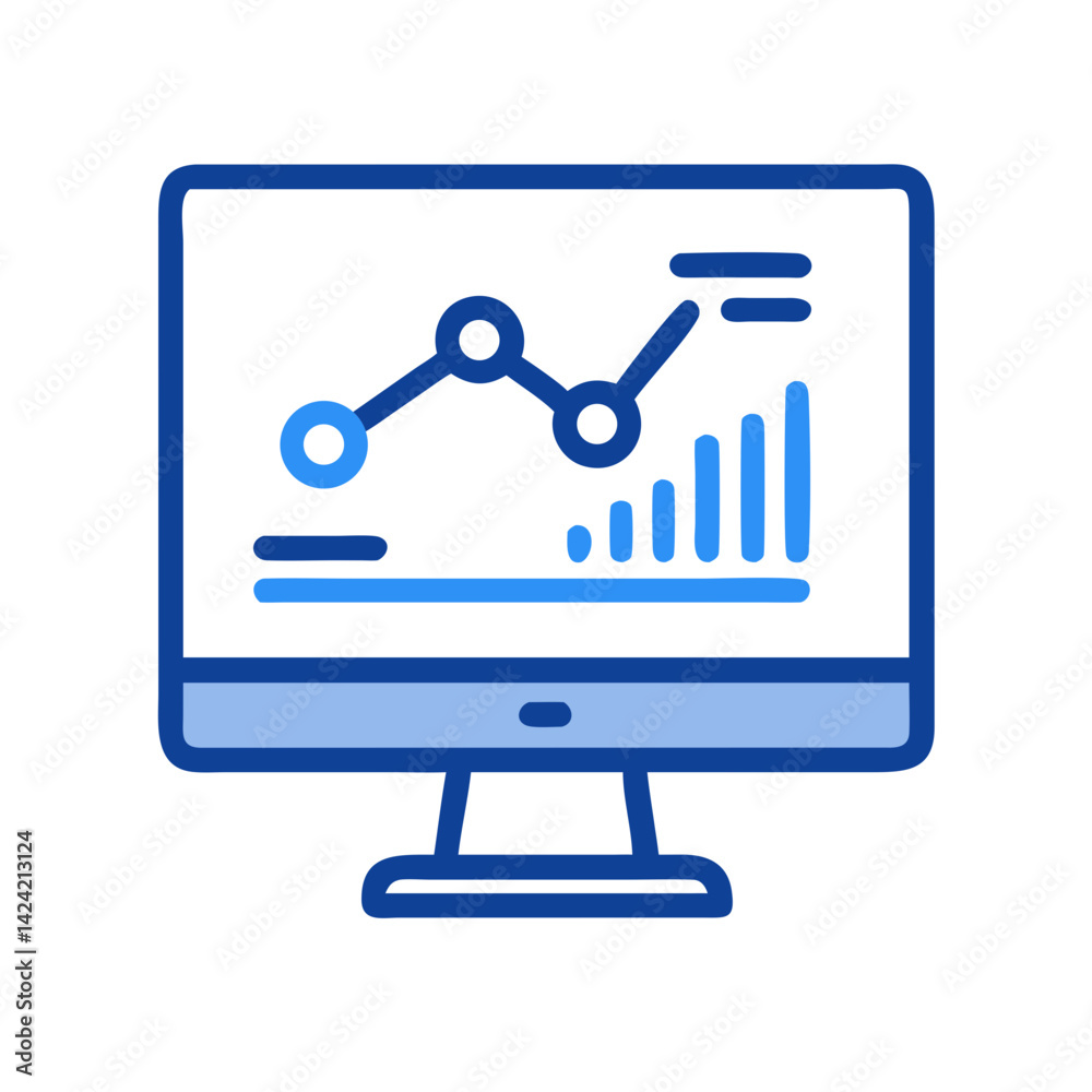 Monitor with Analytics Icon Representing Data Insights and Performance Metrics Monitor with Analytics Icon Representing Data Insights and Performance Metrics
