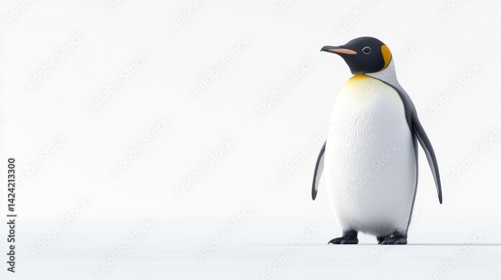 Fototapeta premium Emperor Penguin on White Background