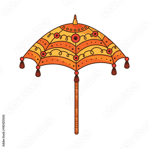 Obraz na płótnie Indian Umbrella Yellow Orange Decorative Festival Ornament Cultural Shade Vector w salonie