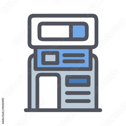 Newsstand or Press Station Icon Representing Newspaper Distribution and Media Access