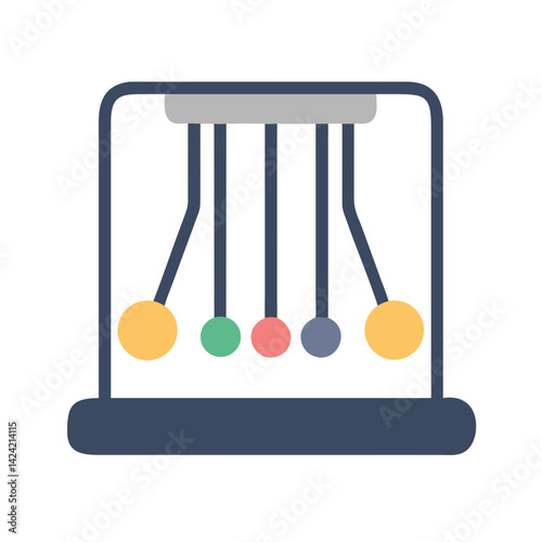 Newton’s Cradle Motion Device Icon Representing Physics, Energy Transfer, and Momentum