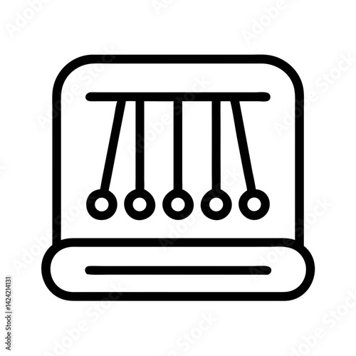 Newton’s Cradle Motion Device Icon Representing Physics, Energy Transfer, and Momentum
