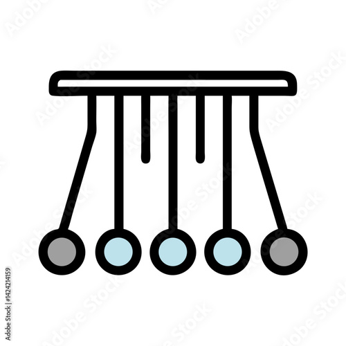 Newton’s Cradle Motion Device Icon Representing Physics, Energy Transfer, and Momentum