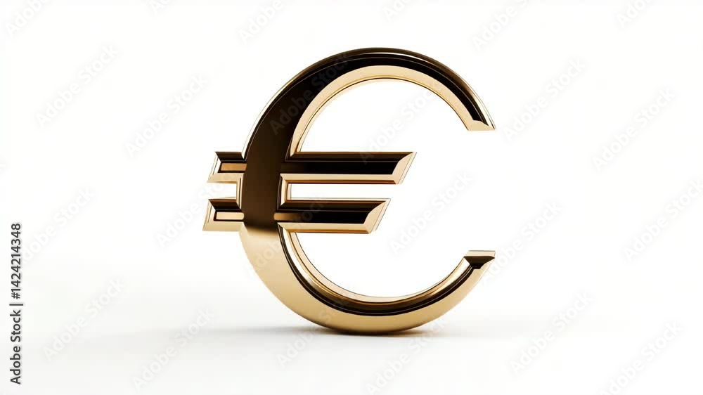 Gold euro symbol isolated on white background