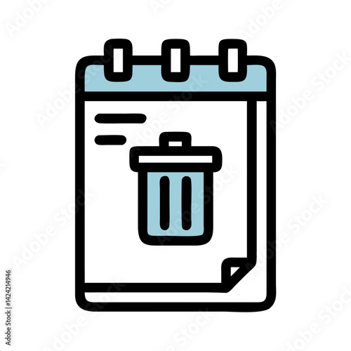 Notepad with Trash Can Icon Representing Deleted or Removed Tasks and Notes