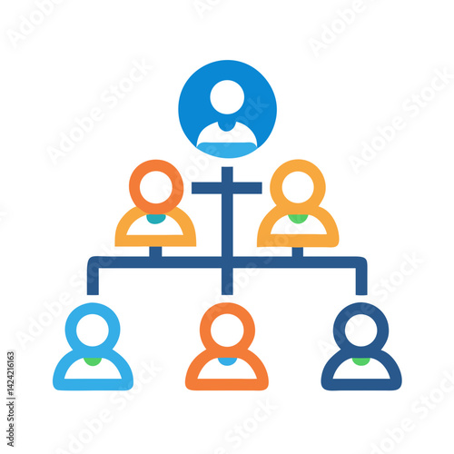 Organizational Chart Icon Representing Team Hierarchy and Company Structure photo