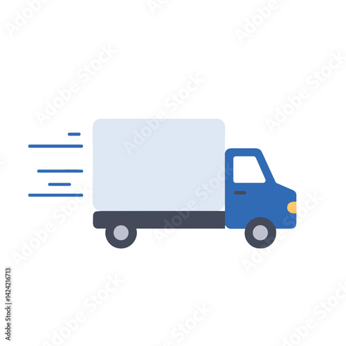 Fast moving truck icon for relocation services and real estate platforms
