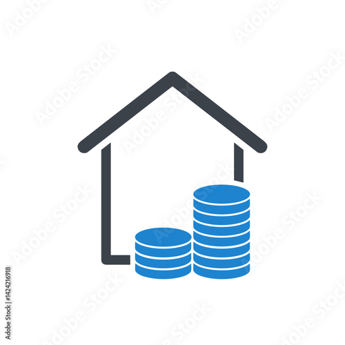 Home equity icon for mortgage services and real estate investment platforms