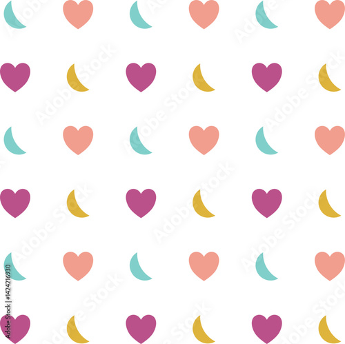 A cheerful seamless pattern featuring colorful abstract shapes on a white background. Perfect for digital scrapbooking, kids' crafts, wrapping paper, and decorative design projects.