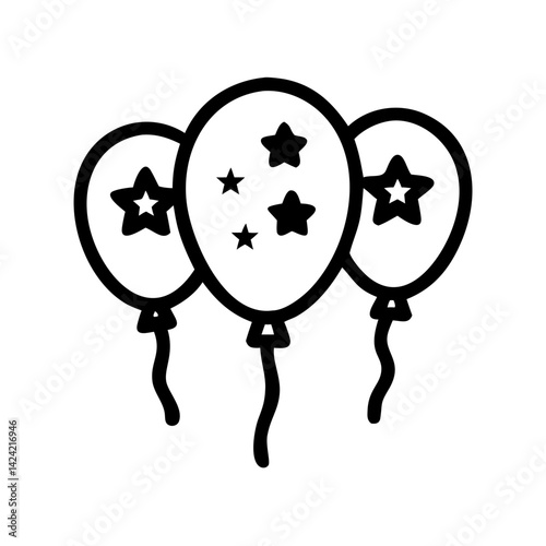 Party Balloons with Stars Icon Representing Celebration and Festive Decoration photo
