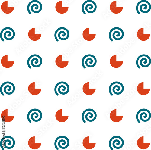 A cheerful seamless pattern featuring colorful abstract shapes on a white background. Perfect for digital scrapbooking, kids' crafts, wrapping paper, and decorative design projects.