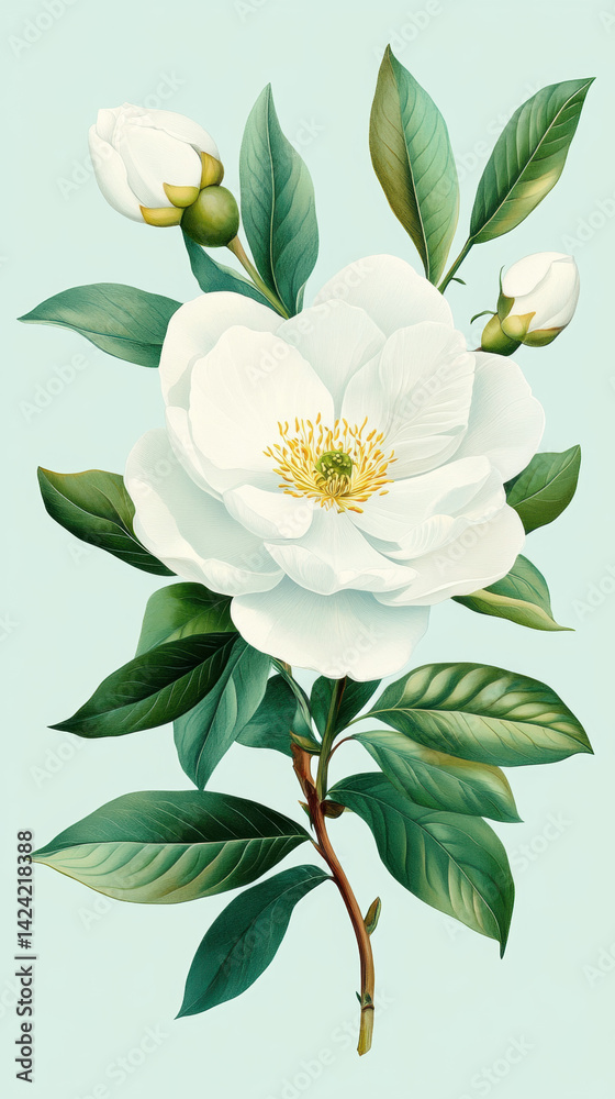 Fototapeta premium Vintage Flower Isolation on White Background Nature High-Fidelity Artwork Studio Realism