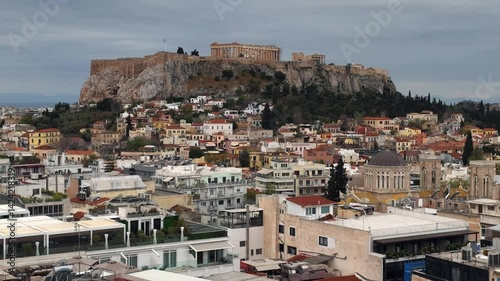 Athens Acropolis and Plaka rooftops, Aerial view