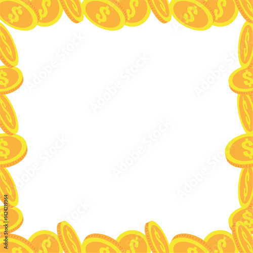 Obraz na płótnie Money Background Gold Coins Border Frame Wealth Finance Currency Cash Vector w salonie