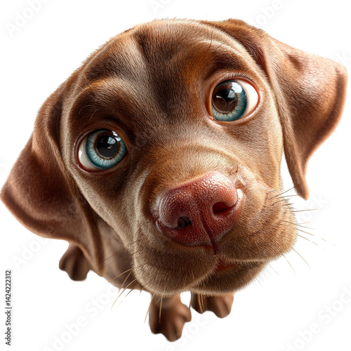 Wallpaper Mural Adorable Brown Puppy with Big Blue Eyes Looking Up Close-Up Torontodigital.ca