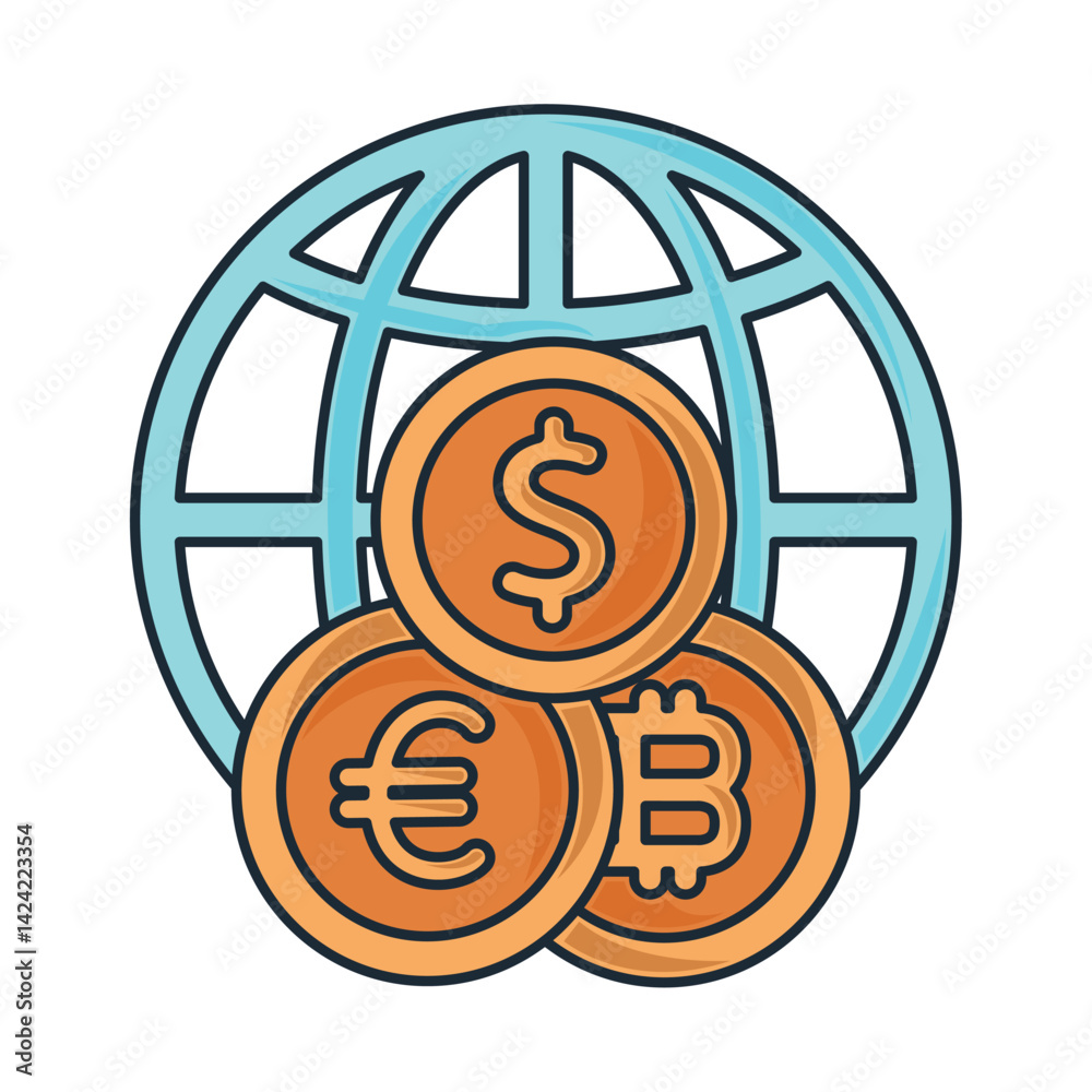World Bank Global Digital Coins Exchange Currency Vector