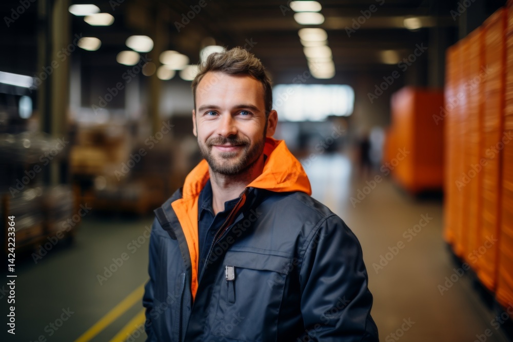 Obraz premium confident smiling man portrait in a factory worker