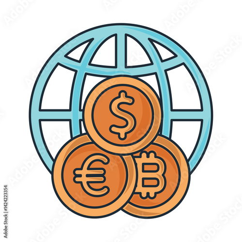 Obraz na płótnie World Bank Global Digital Coins Exchange Currency Vector w salonie