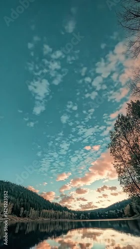 Forest mountain time-lapse clouds forming over mountain range