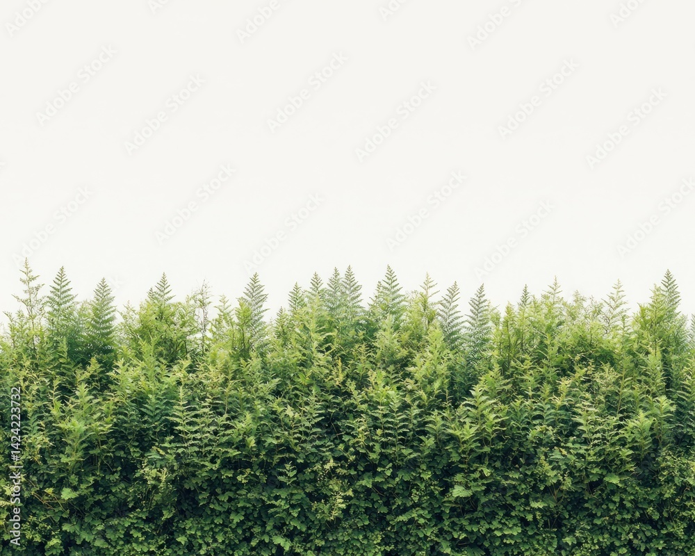 Obraz premium Green hedge row beneath a bright, plain sky