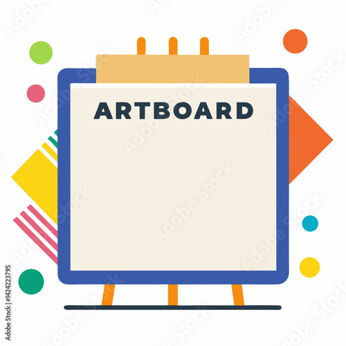 Colorful Artboard Design With Geometric Shapes On A White Background