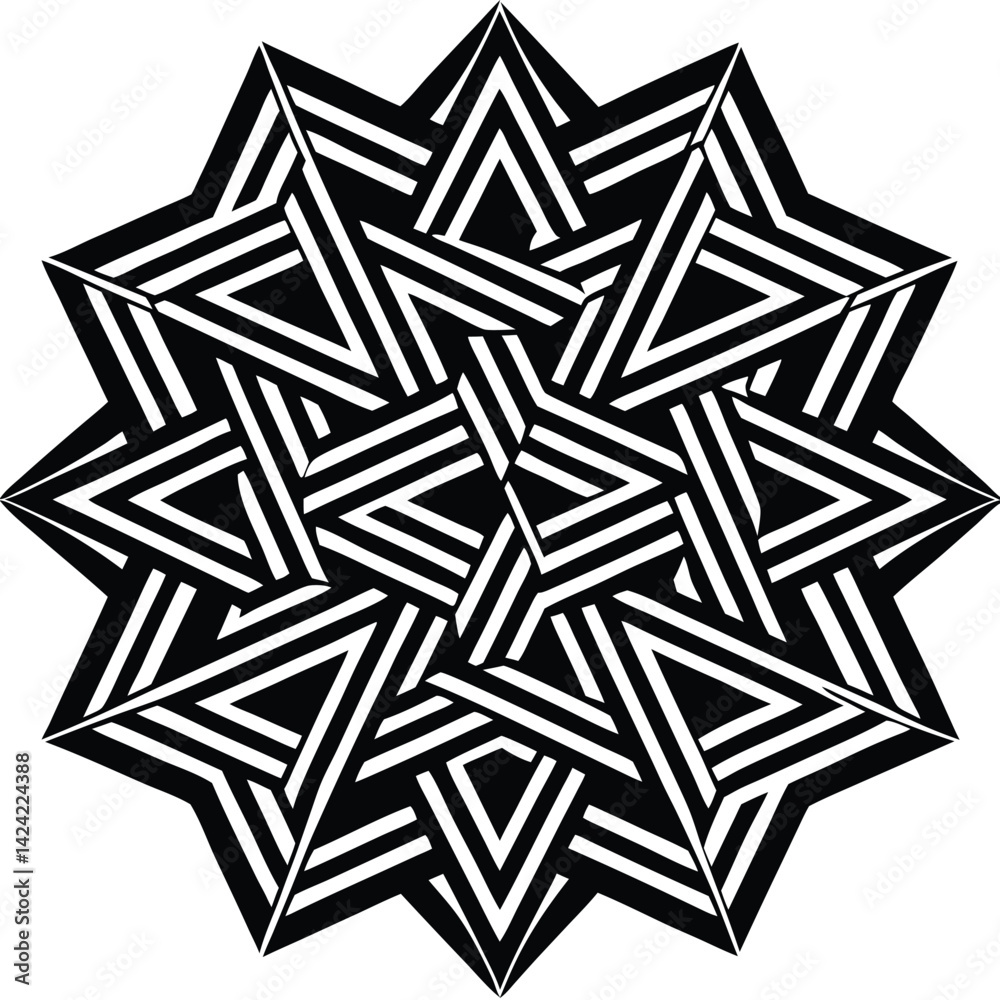 Interwoven star vector design monochrome geometric abstract illustration graphic element Interwoven star vector design monochrome geometric abstract illustration graphic element