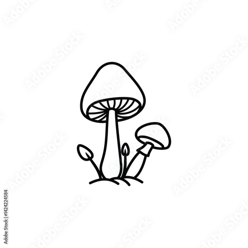 Hand drawn Mushroom Outline Illustration