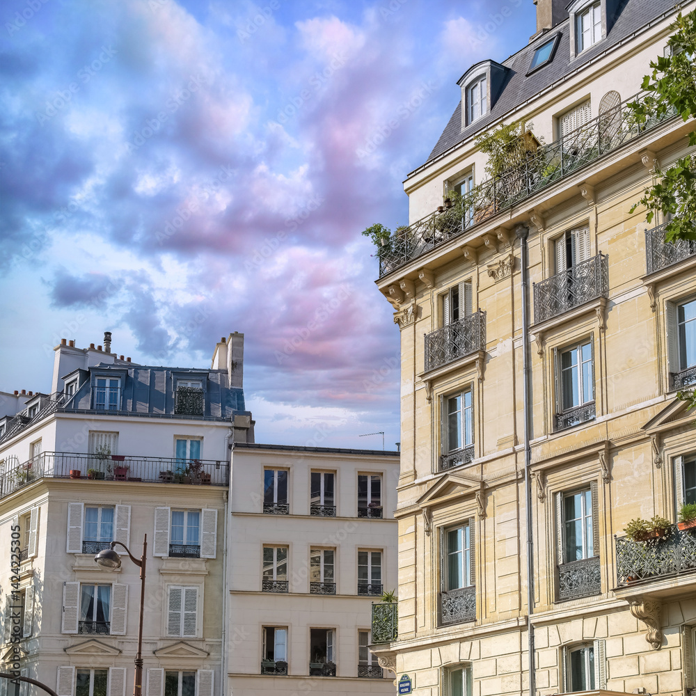 Fototapeta premium Paris, beautiful buildings boulevard Voltaire in the 11e arrondissement