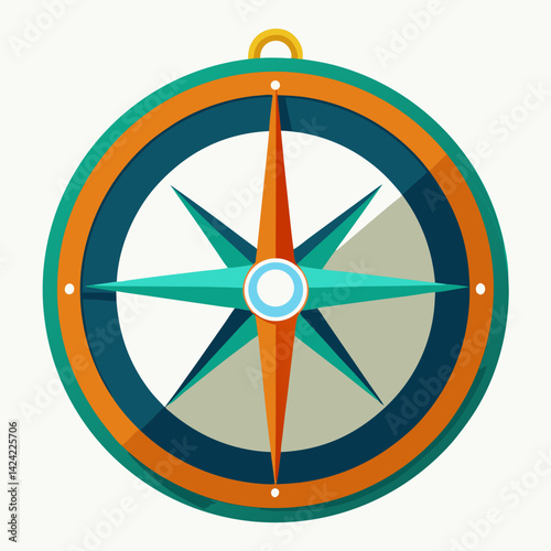 Colorful Flat Vector Compass Illustration For Navigation And Direction Finding Applications