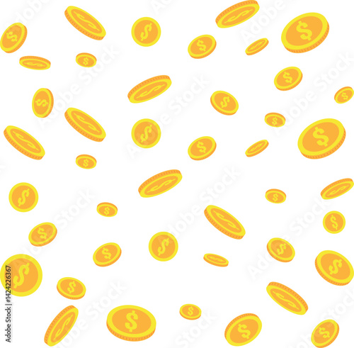 Obraz na płótnie Money Background Golden Coins Floating Wealth Cash Currency Finance Vector w salonie