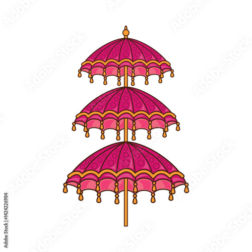 Obraz na płótnie Indian Umbrella Triple Tier Pink Ceremony Decor Festival Parasol Traditional Vector w salonie