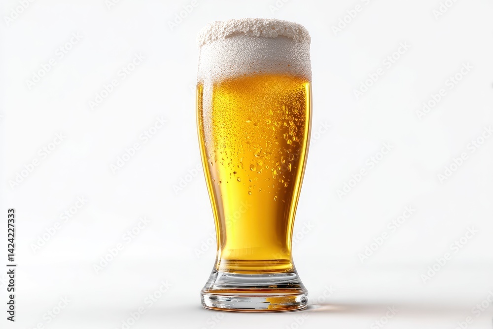 Golden Beer in a Pilsner Glass: Crisp, Frothy, Refreshing Golden Beer in a Pilsner Glass: Crisp, Frothy, Refreshing