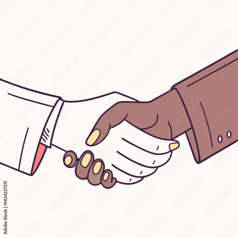 Diverse Business Handshake Illustration Showing Collaboration And Agreement Among Partners With Different Skin Tones Diverse Business Handshake Illustration Showing Collaboration And Agreement Among Partners With Different Skin Tones