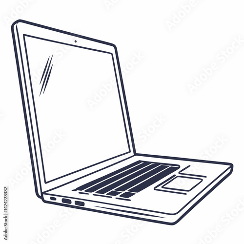 Simple Laptop Outline Illustration For Business And Technology Concepts Design Resource