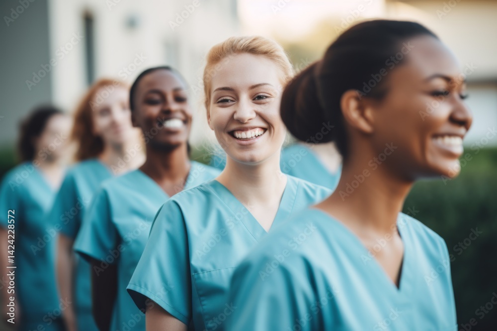 diverse group of smiling female nurses at training at college diverse group of smiling female nurses at training at college