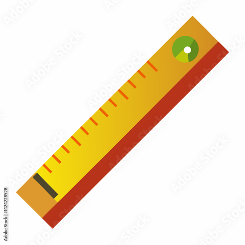 Yellow Spirit Level With Green Circular Level Indicator Flat Vector Image