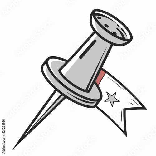 Stylish Push Pin With A Star Banner For Marking Locations Creatively