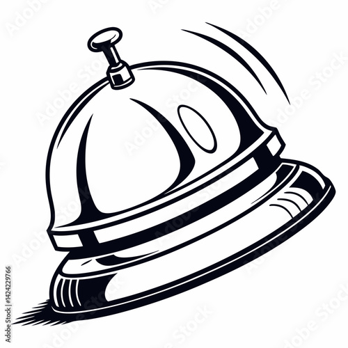 Ringing Hotel Reception Service Bell Vector Illustration On White Background