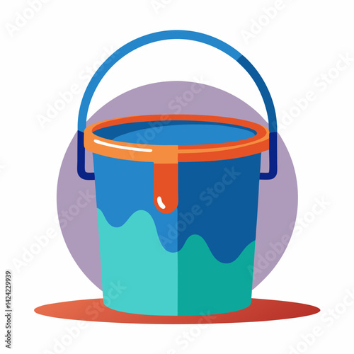 Blue Paint Bucket With Handle Isolated Vector Illustration Graphic Design